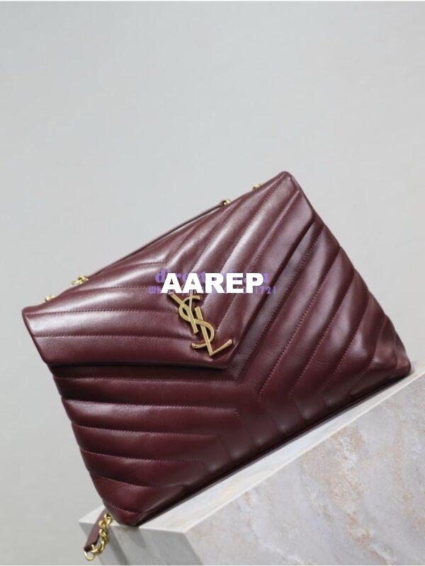 Replica YSL Saint Laurent Medium Loulou Bag In "Y" Matelassé Leather 459749 Dark Red Wine 7