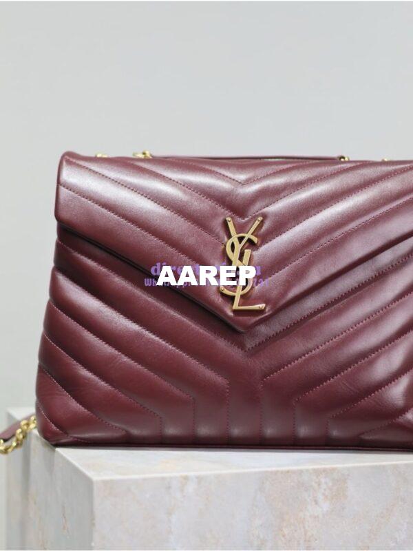 Replica YSL Saint Laurent Medium Loulou Bag In "Y" Matelassé Leather 459749 Dark Red Wine 8