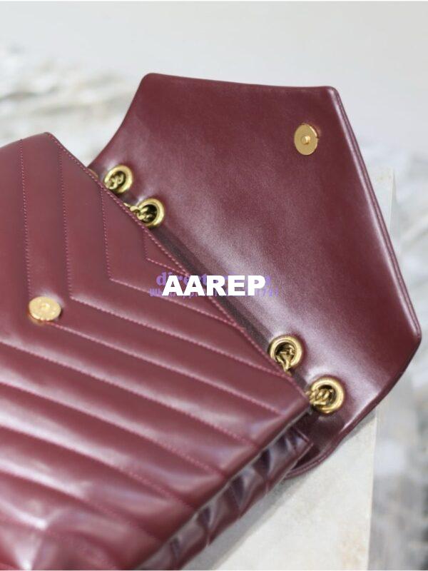 Replica YSL Saint Laurent Medium Loulou Bag In "Y" Matelassé Leather 459749 Dark Red Wine 10