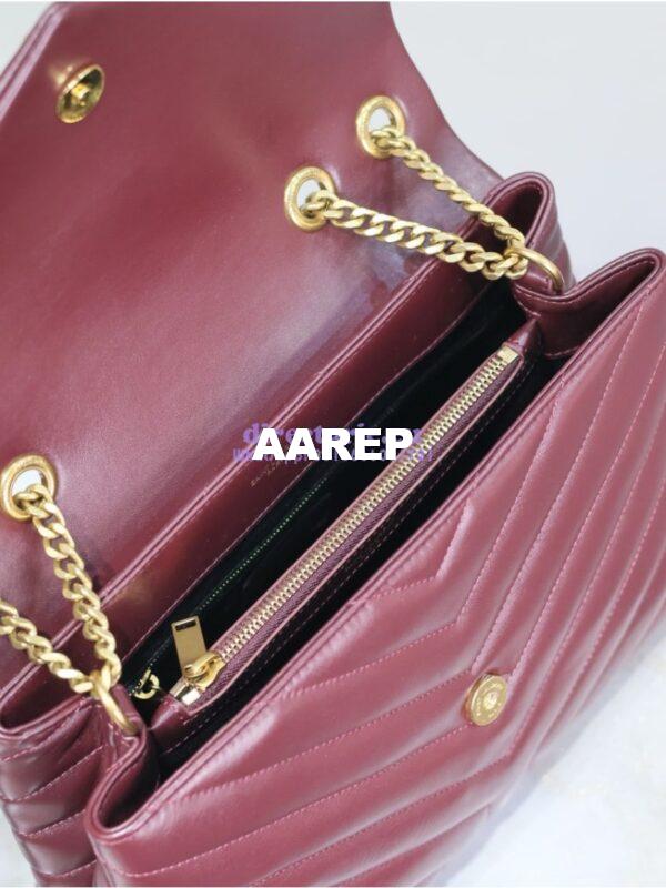 Replica YSL Saint Laurent Medium Loulou Bag In "Y" Matelassé Leather 459749 Dark Red Wine 14