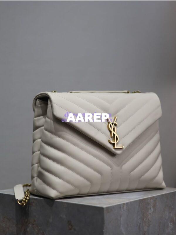 Replica YSL Saint Laurent Medium Loulou Bag In "Y" Matelassé Leather 459749 Blanc Gold Hardware 3