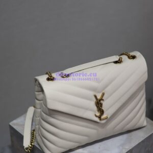 Replica YSL Saint Laurent Medium Loulou Bag In "Y" Matelassé Leather 459749 Blanc Gold Hardware 2