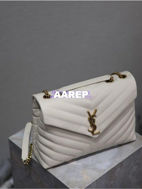 Replica YSL Saint Laurent Medium Loulou Bag In "Y" Matelassé Leather 459749 Blanc Gold Hardware 4