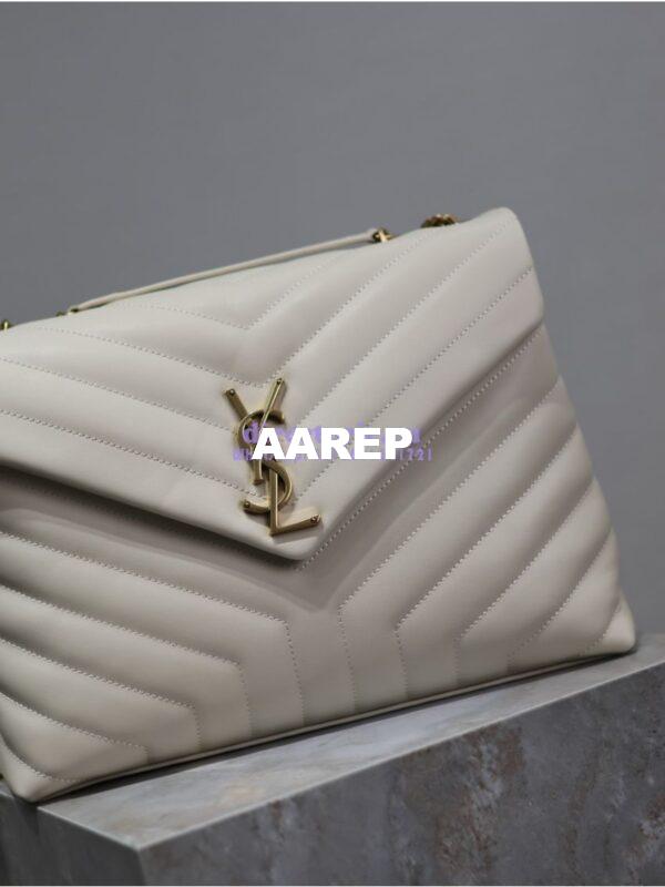 Replica YSL Saint Laurent Medium Loulou Bag In "Y" Matelassé Leather 459749 Blanc Gold Hardware 5