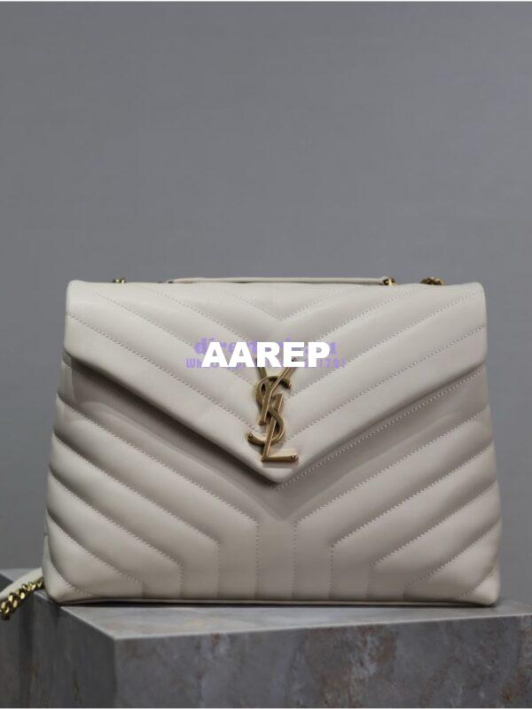 Replica YSL Saint Laurent Medium Loulou Bag In "Y" Matelassé Leather 459749 Blanc Gold Hardware 6