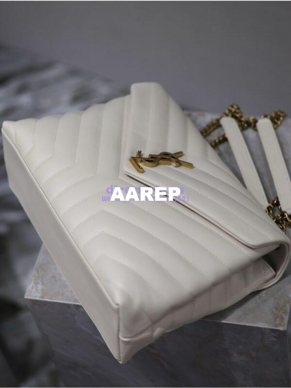 Replica YSL Saint Laurent Medium Loulou Bag In "Y" Matelassé Leather 459749 Blanc Gold Hardware 7