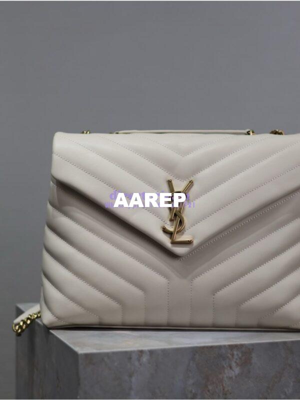 Replica YSL Saint Laurent Medium Loulou Bag In "Y" Matelassé Leather 459749 Blanc Gold Hardware 8