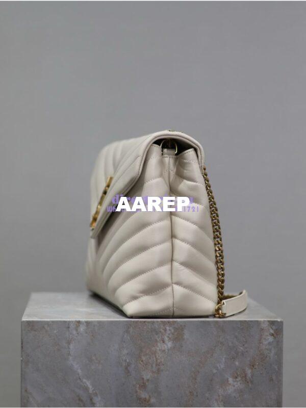 Replica YSL Saint Laurent Medium Loulou Bag In "Y" Matelassé Leather 459749 Blanc Gold Hardware 9