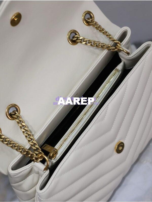 Replica YSL Saint Laurent Medium Loulou Bag In "Y" Matelassé Leather 459749 Blanc Gold Hardware 12