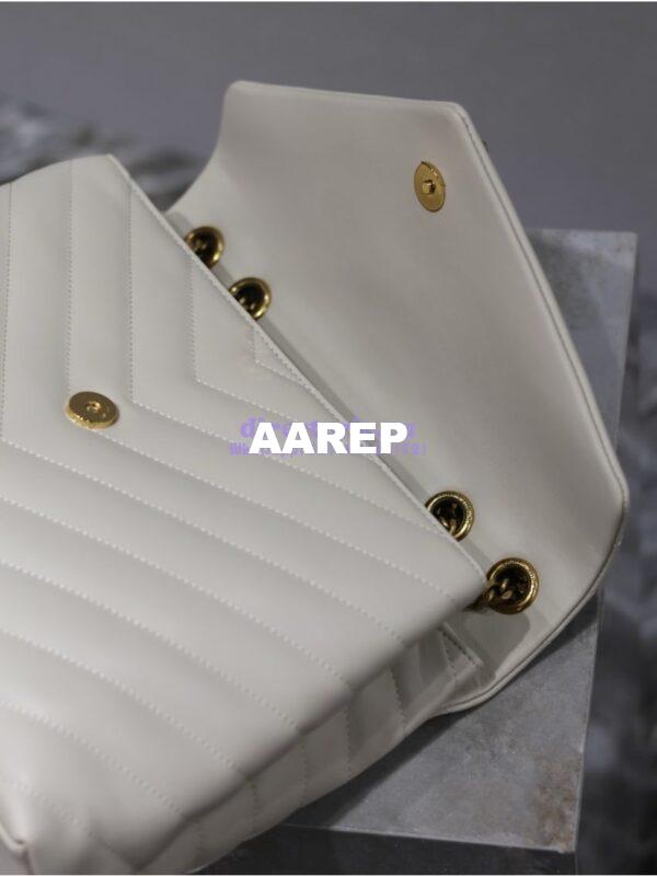 Replica YSL Saint Laurent Medium Loulou Bag In "Y" Matelassé Leather 459749 Blanc Gold Hardware 14