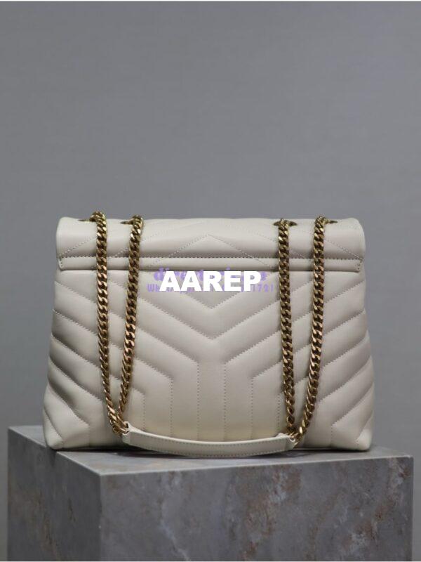Replica YSL Saint Laurent Medium Loulou Bag In "Y" Matelassé Leather 459749 Blanc Gold Hardware 17