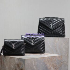 Replica Yves Saint Laurent YSL Loulou Toy Bag In Matelassé "Y" Leather 467072 Black Silver Hardware