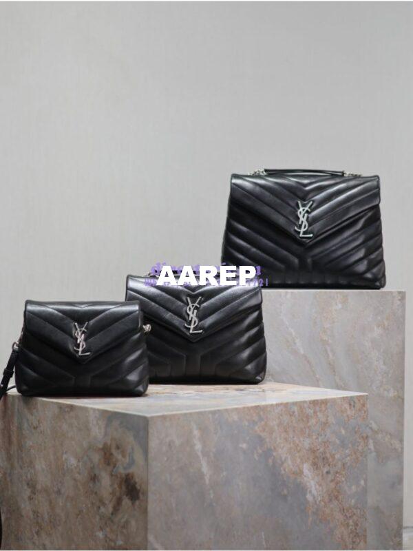 Replica Yves Saint Laurent YSL Loulou Toy Bag In Matelassé "Y" Leather 467072 Black Silver Hardware