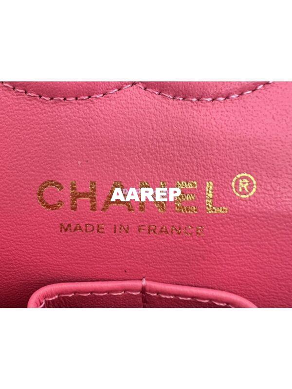 Replica Chanel Small Classic Double Flap Bag in Light Gold Hardware 23cm Quilted Caviar Pink 12