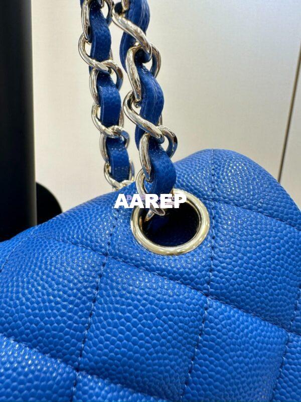 Replica Chanel Small Classic Double Flap Bag in Light Gold Hardware 23cm Quilted Caviar Cobalt Blue 8