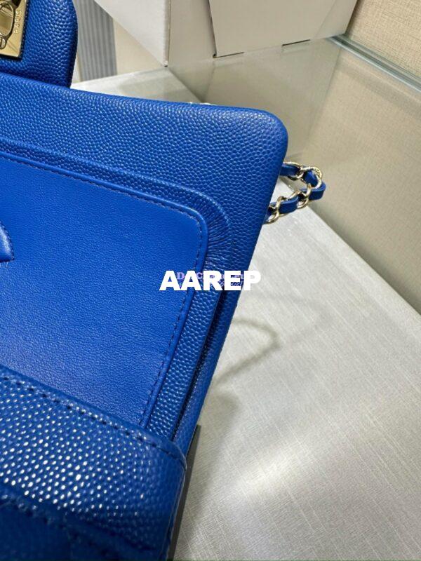 Replica Chanel Small Classic Double Flap Bag in Light Gold Hardware 23cm Quilted Caviar Cobalt Blue 14