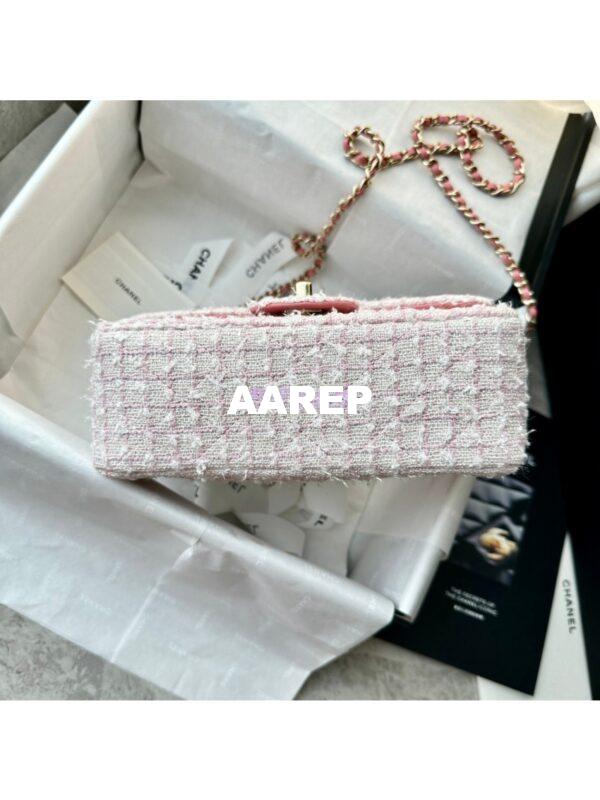 Replica Chanel Tweed Mini Flap Bag With Top Handle Light Pink AS2431 with Light Gold Hardware 10