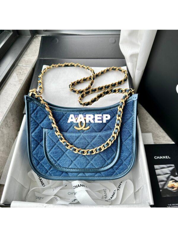 Replica Chanel Hobo Handbag AS4666 Washed-Denim Blue 2