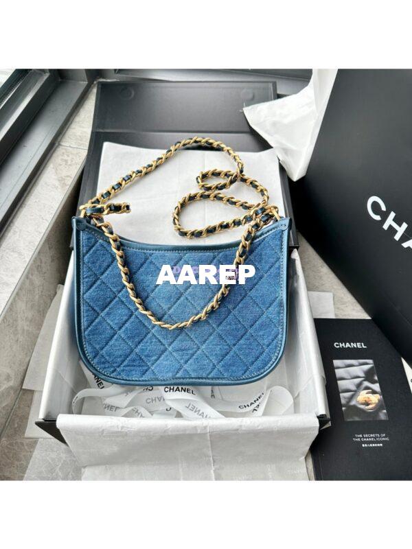 Replica Chanel Hobo Handbag AS4666 Washed-Denim Blue 5