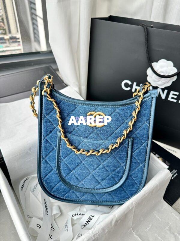 Replica Chanel Hobo Handbag Washed Denim AS4532 Denim Blue 2
