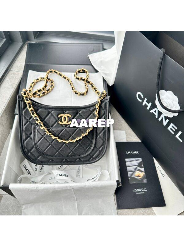 Replica Chanel Hobo Handbag AS4666 Calfskin Black