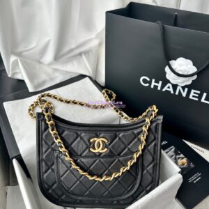 Replica Chanel Hobo Handbag AS4666 Calfskin Black 2