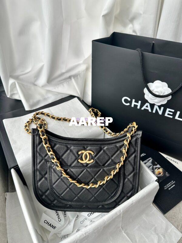 Replica Chanel Hobo Handbag AS4666 Calfskin Black 2