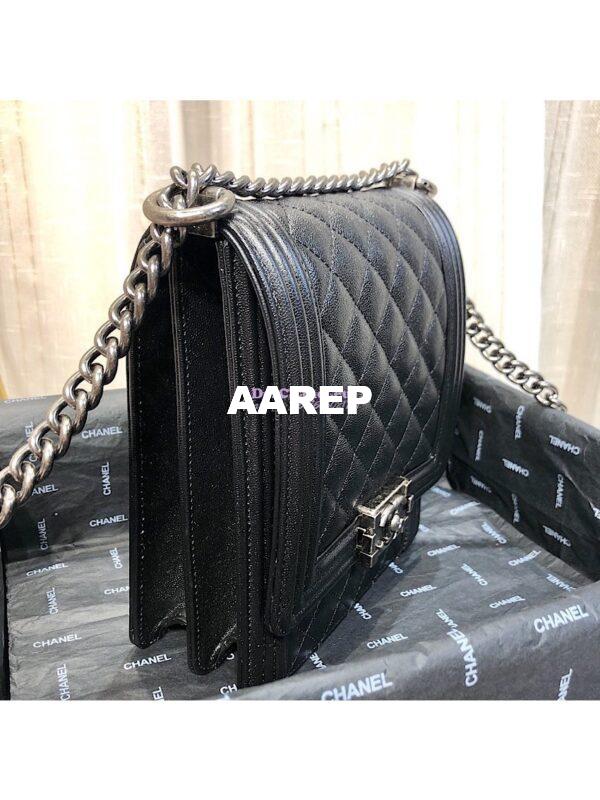 Replica Chanel 19s Cruise Boy North South Bag AS0130 Grained Calfskin Black 11