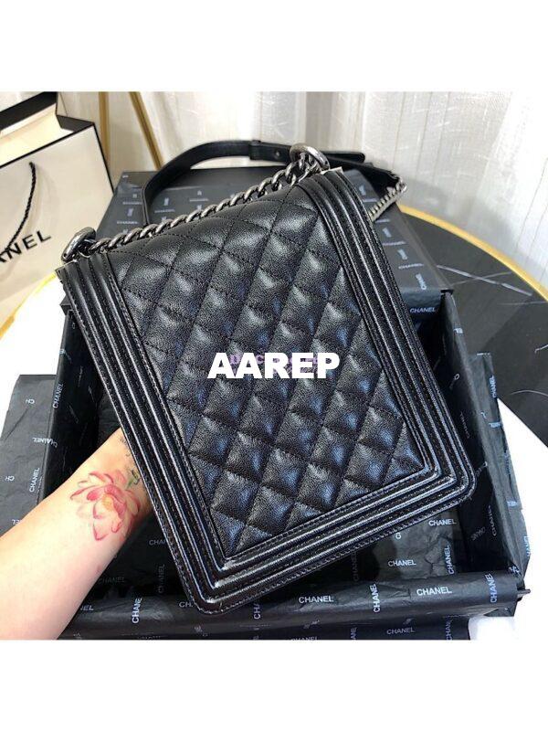 Replica Chanel 19s Cruise Boy North South Bag AS0130 Grained Calfskin Black 12