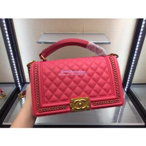 Replica Chanel Boy Flap Bag with Handle Calfskin A94804 Coral Pink 2