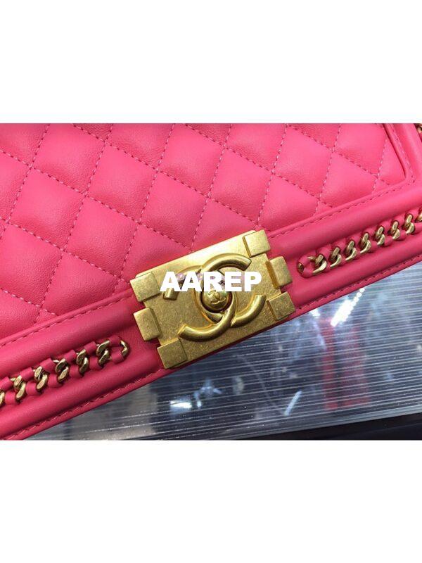 Replica Chanel Boy Flap Bag with Handle Calfskin A94804 Coral Pink 3