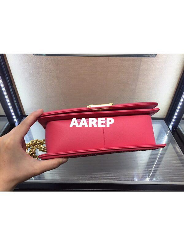 Replica Chanel Boy Flap Bag with Handle Calfskin A94804 Coral Pink 5