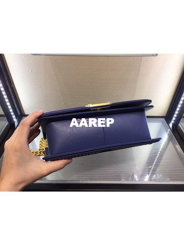 Replica Chanel Boy Flap Bag with Handle Calfskin A94804 Blue 6
