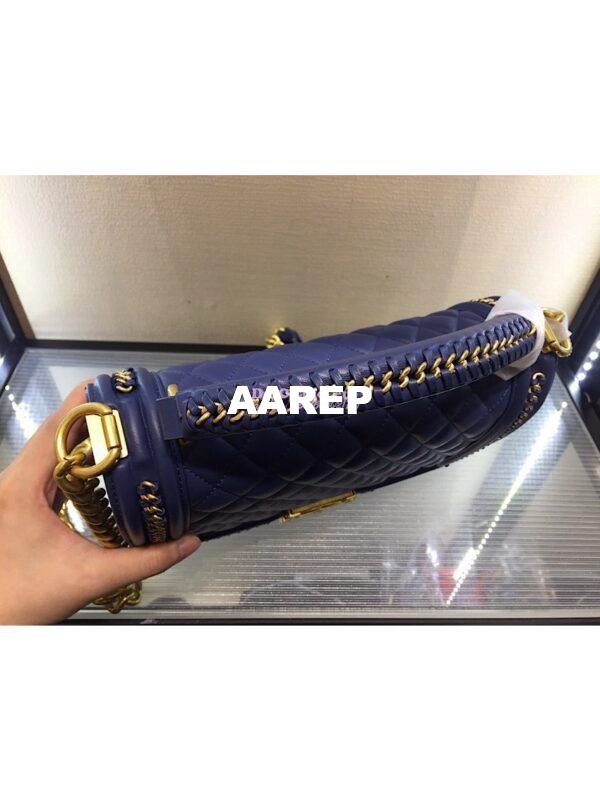 Replica Chanel Boy Flap Bag with Handle Calfskin A94804 Blue 8