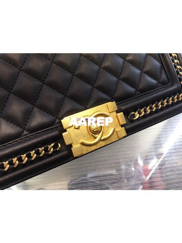 Replica Chanel Boy Flap Bag with Handle Calfskin A94804 Black 3
