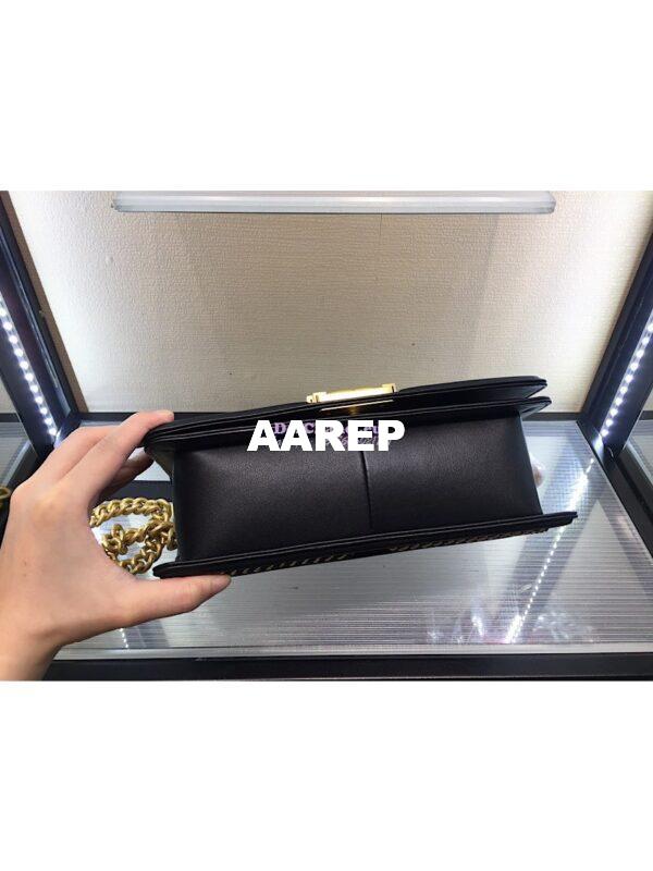 Replica Chanel Boy Flap Bag with Handle Calfskin A94804 Black 4