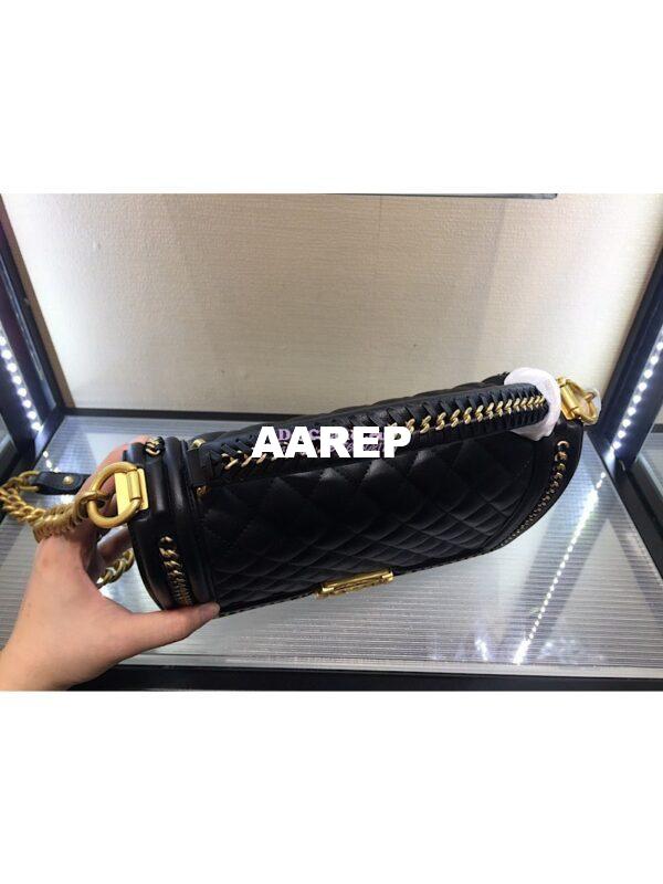 Replica Chanel Boy Flap Bag with Handle Calfskin A94804 Black 5