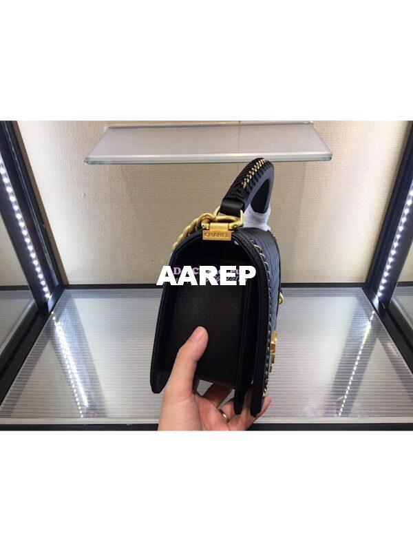 Replica Chanel Boy Flap Bag with Handle Calfskin A94804 Black 7