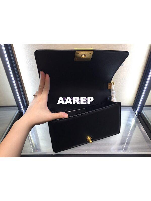 Replica Chanel Boy Flap Bag with Handle Calfskin A94804 Black 8