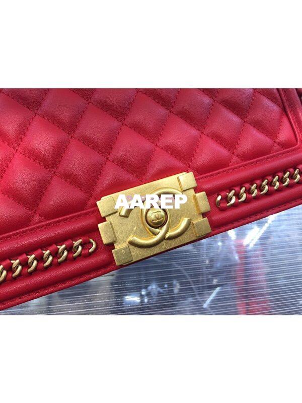 Replica Chanel Boy Flap Bag with Handle Calfskin A94804 Red 5