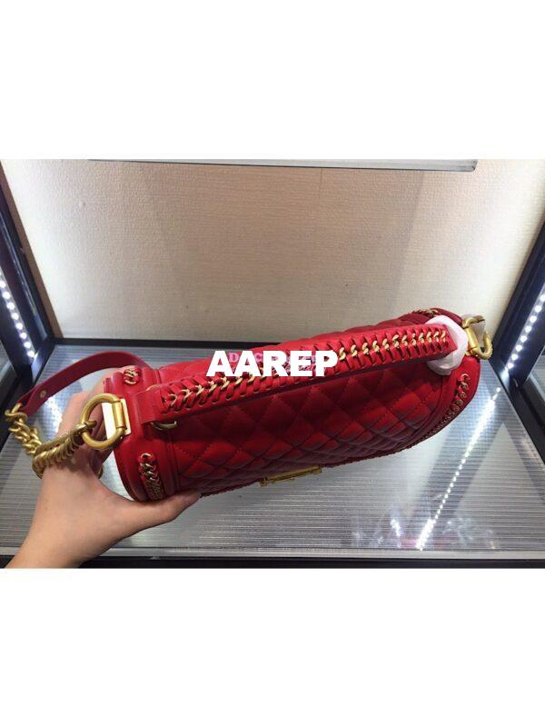 Replica Chanel Boy Flap Bag with Handle Calfskin A94804 Red 6
