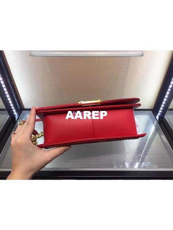 Replica Chanel Boy Flap Bag with Handle Calfskin A94804 Red 7