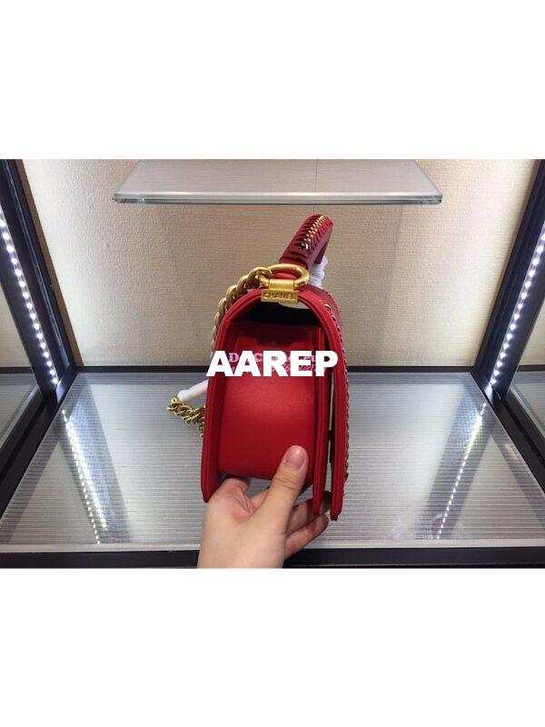Replica Chanel Boy Flap Bag with Handle Calfskin A94804 Red 8
