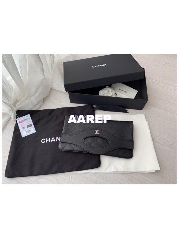 Replica Chanel 31 Pouch A70520 Lambskin Black 2
