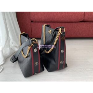 Replica Chanel Calfskin Hobo Bag A57576 Black with Red Trimmed 2