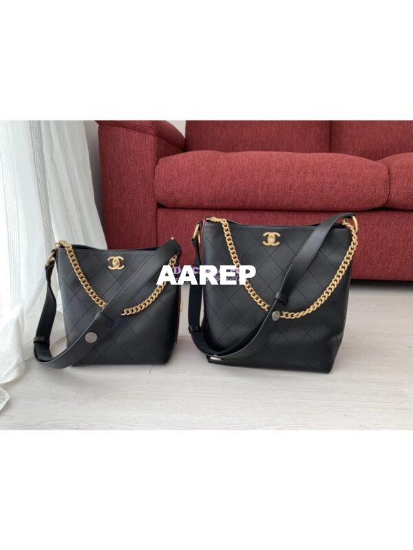 Replica Chanel Calfskin Hobo Bag A57576 Black with Red Trimmed 5
