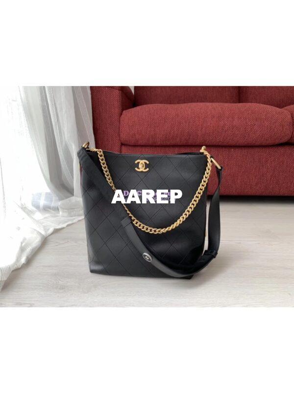 Replica Chanel Calfskin Hobo Bag A57576 Black with Red Trimmed 6