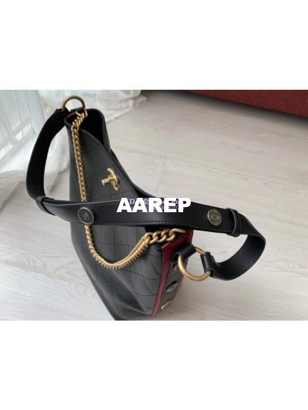Replica Chanel Calfskin Hobo Bag A57576 Black with Red Trimmed 9