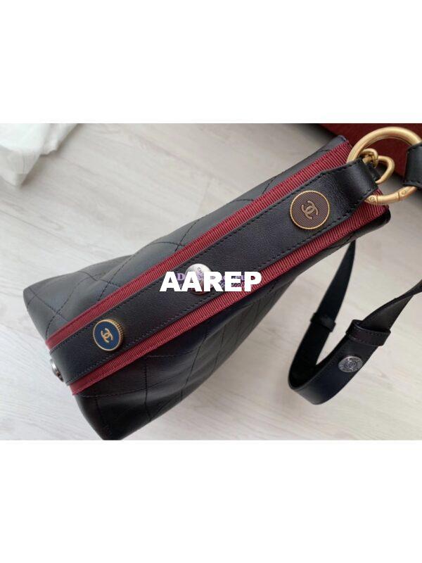 Replica Chanel Calfskin Hobo Bag A57576 Black with Red Trimmed 10