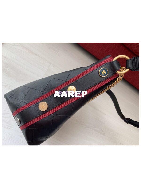 Replica Chanel Calfskin Hobo Bag A57576 Black with Red Trimmed 11